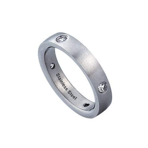 Ocelový prsten se čtyřmi zirkony