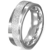 Ocelový prsten s šikmým pískovaným pruhem