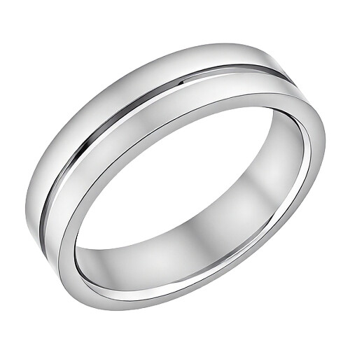 Ocelový prsten s drážkou uprostřed