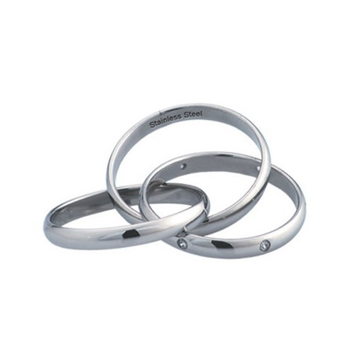 Ocelový prsten - tři prsteny v jednom s zirkony