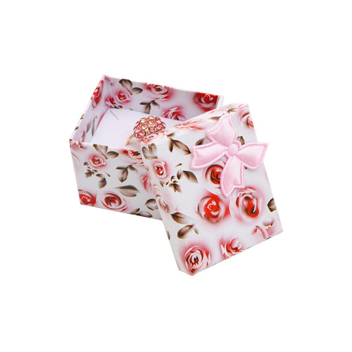 Růžová krabička s mašlí - růže