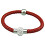 Náramek z červeného pleteného materiálu s kamínkovým zdobením, délka 210 mm, šířka 6.5 mm, hmotnost 11.5 g.