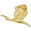 Přívěsek ve tvaru ptáka s křídly, zlacený PVD, rozměry 16x25 mm.