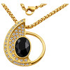 Přívěsek s náhrdelníkem ve zlaté barvě s černým kamenem a krystaly, rozměry přívěsku: 30x37 mm, rozměry náhrdelníku: 700x3 mm.