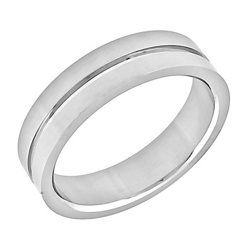 Ocelový prsten s drážkou uprostřed