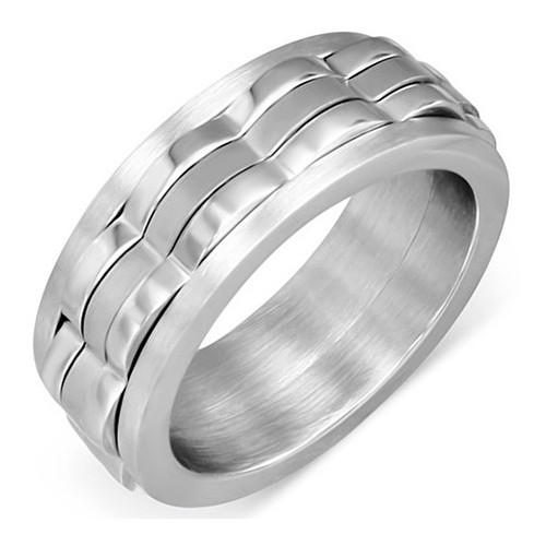 Ocelový prsten - vlnkovité výstupky