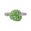 Prsten s listovým motivem a zelenými krystaly, elegantní design pro každou příležitost.