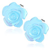 Světle modrý perleťový květ - Ocelové náušnice