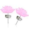 Růžový perleťový květ, puzety - Ocelové náušnice