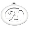 Přívěsek s iniciálou H ve stříbrné barvě, průměr 20 mm.