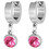 Ocelové náušnice, zavěšené růžové kameny