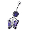Ocelový piercing Motýl, Barva zirkonu: Fialová