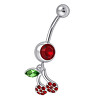 Ocelový piercing Třešinka, Barva zirkonu: Červená
