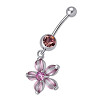 Ocelový piercing Kytička, Barva zirkonu: Růžová