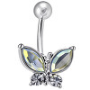 Ocelový piercing Motýl, Barva zirkonu: Vícebarevné