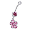 Ocelový piercing Květina, Barva zirkonu: Růžová
