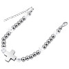 Náramek s křížkem a korálky, stříbrná barva, délka 190 mm, šířka 6 mm, hmotnost 22,5 g.