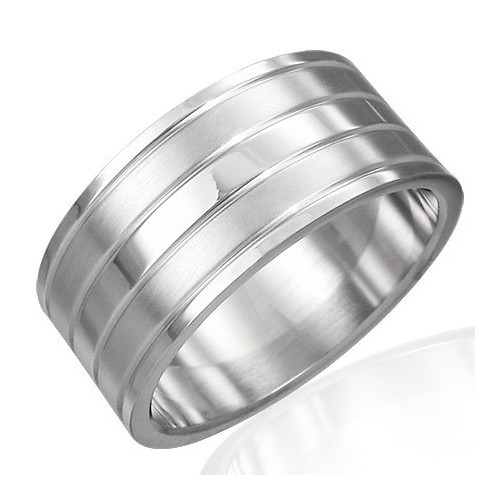 Ocelový prsten - PRB016BA - Velikost 61 (10)