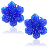 Tmavě modrý květ s perletí - Ocelové náušnice