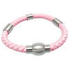 Náramek s pleteným designem v růžové barvě s ocelovými detaily, elegantní a stylový doplněk pro každou příležitost.